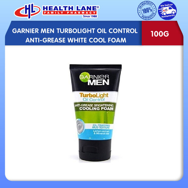 GARNIER MEN TURBOLIGHT PENGAWAL MINYAK ANTI-GREASEPUTIHCOOL BERBUIH (100G)